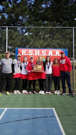 A third place plaque is brought to Conway Springs from the 3-2-1A  State Tournament. The tournament this year was held at Pratt.