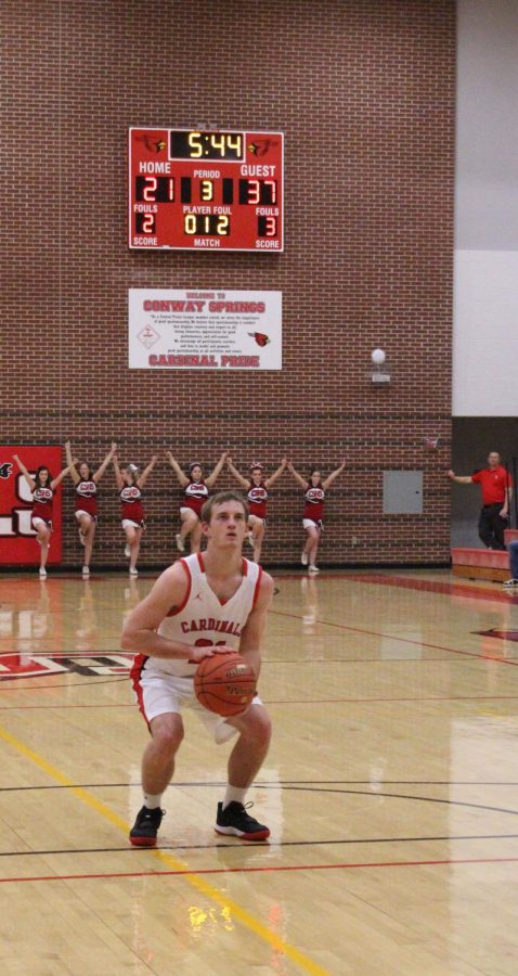 During the boys basketball game against Garden Plain, senior Joshua Koester prepares for a free throw. Although the boys lost in the end, everyone played hard.
