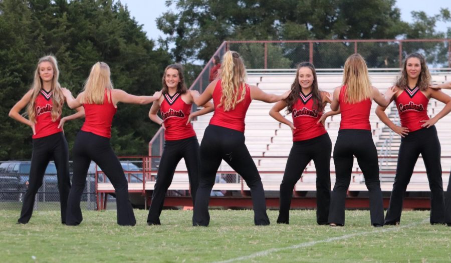 The dance team performs on the football field in September. This dance was to “Shake It Off.” 