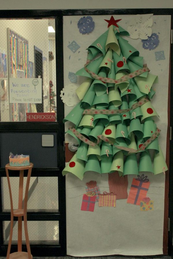 Art teacher Haley Hendrickson’s door is in the Christmas spirit.
