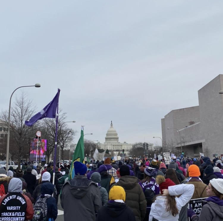 Marchers march to the Capitol during the 2022 March for Life. Freshman Blair Fisher (who took this photo) was among those marchers.
