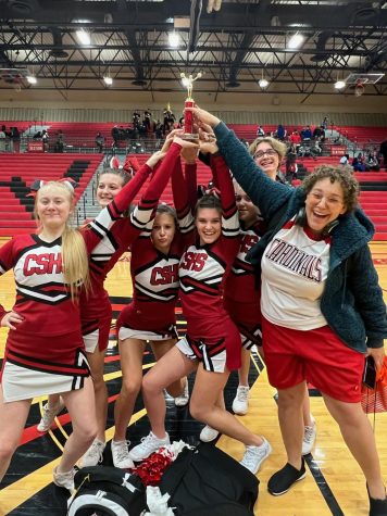 On Nov. 10, the cheer team performed at Wichita Heights for the Battle of the Squads. The team received a trophy for their Excellent rating. 
