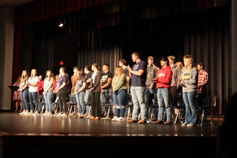 Seniors applaud at the conclusion of the Kansas All Star scholarship. The senior award ceremony was held May 3. 