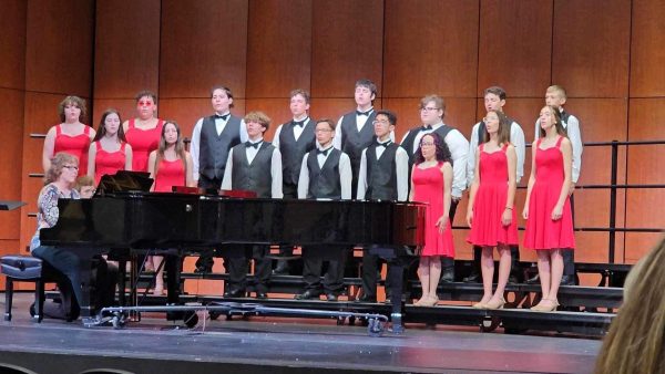 The Cardinalaires perform “I Believe” at the State Music Contest April 27. They got a I on their performance. Photo courtesy of Stephanie Bodley

