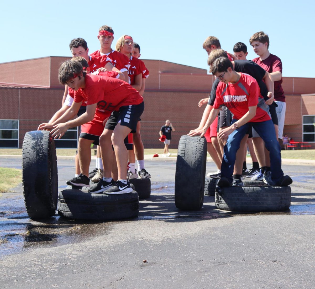 Students sweat through Red and White Olympics, Pep Rally