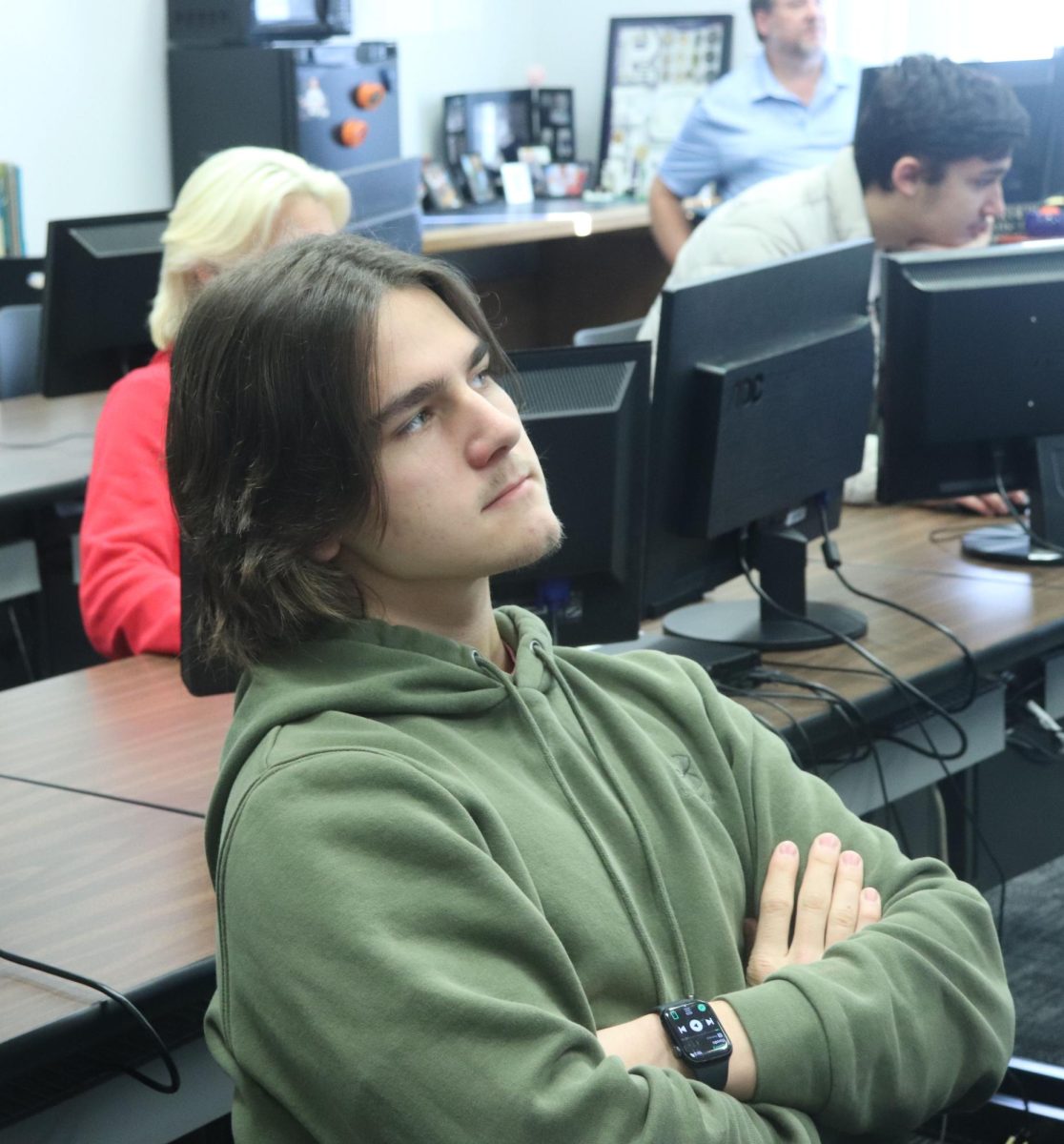 Cooper Shobe watches "Shark Tank" in class. This was during 4th hour Business Essentials. 