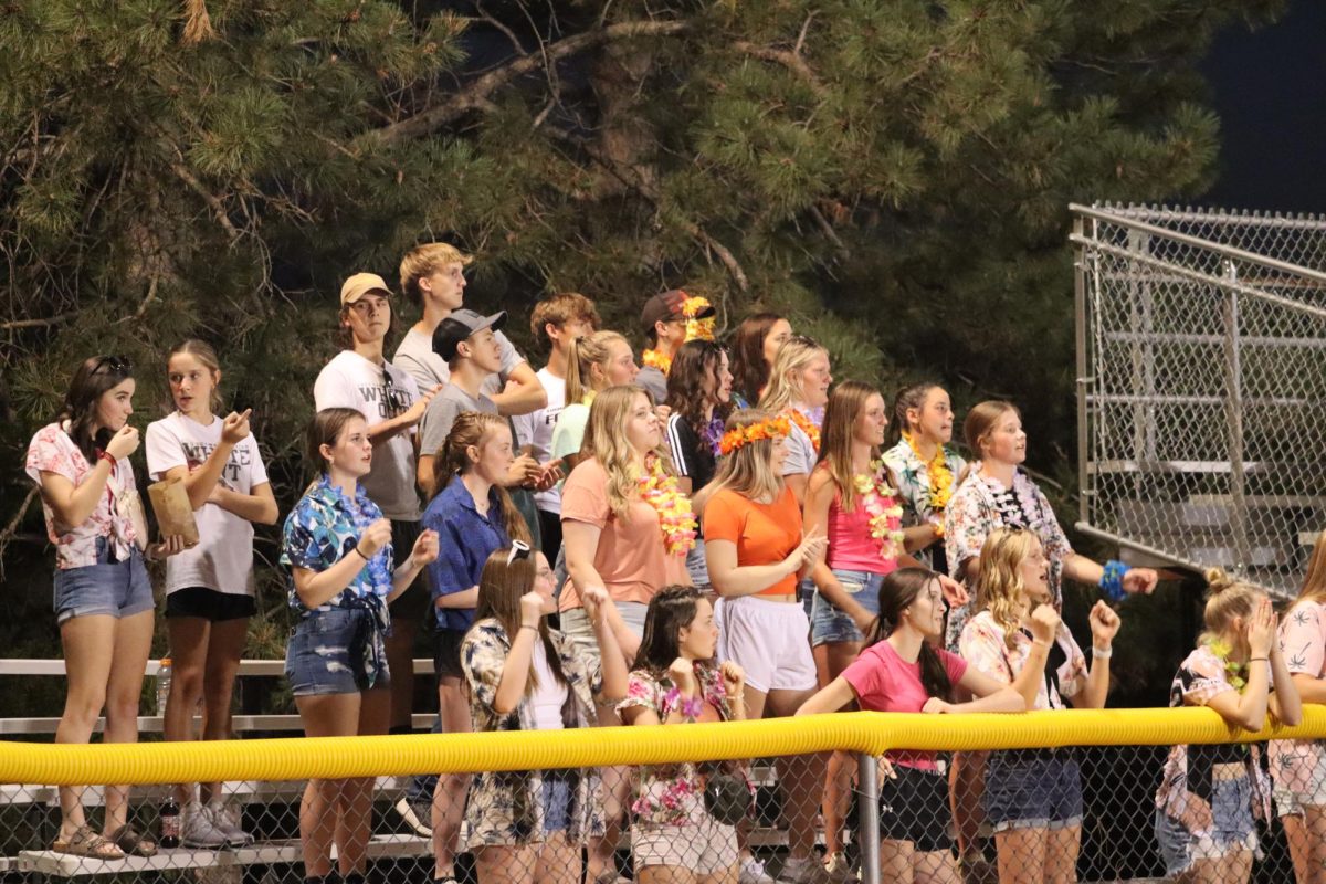 At the Garden Plain game, students show their support in Hawaiian gear. Cardinals won this game with a score of 13-7. 