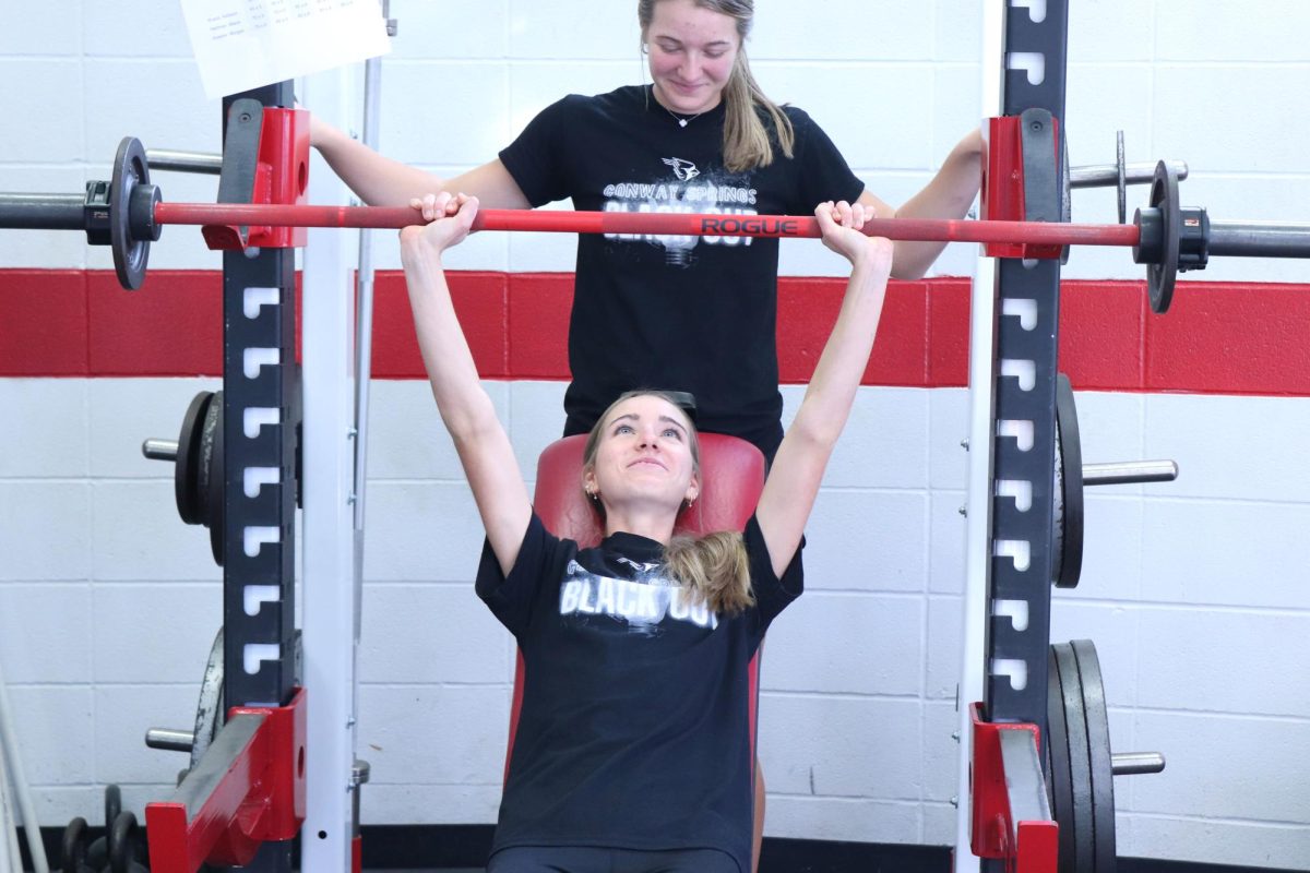 While in PSQ, junior Addison Rusco works out. Incline is one of the four main lifts that are used in class.