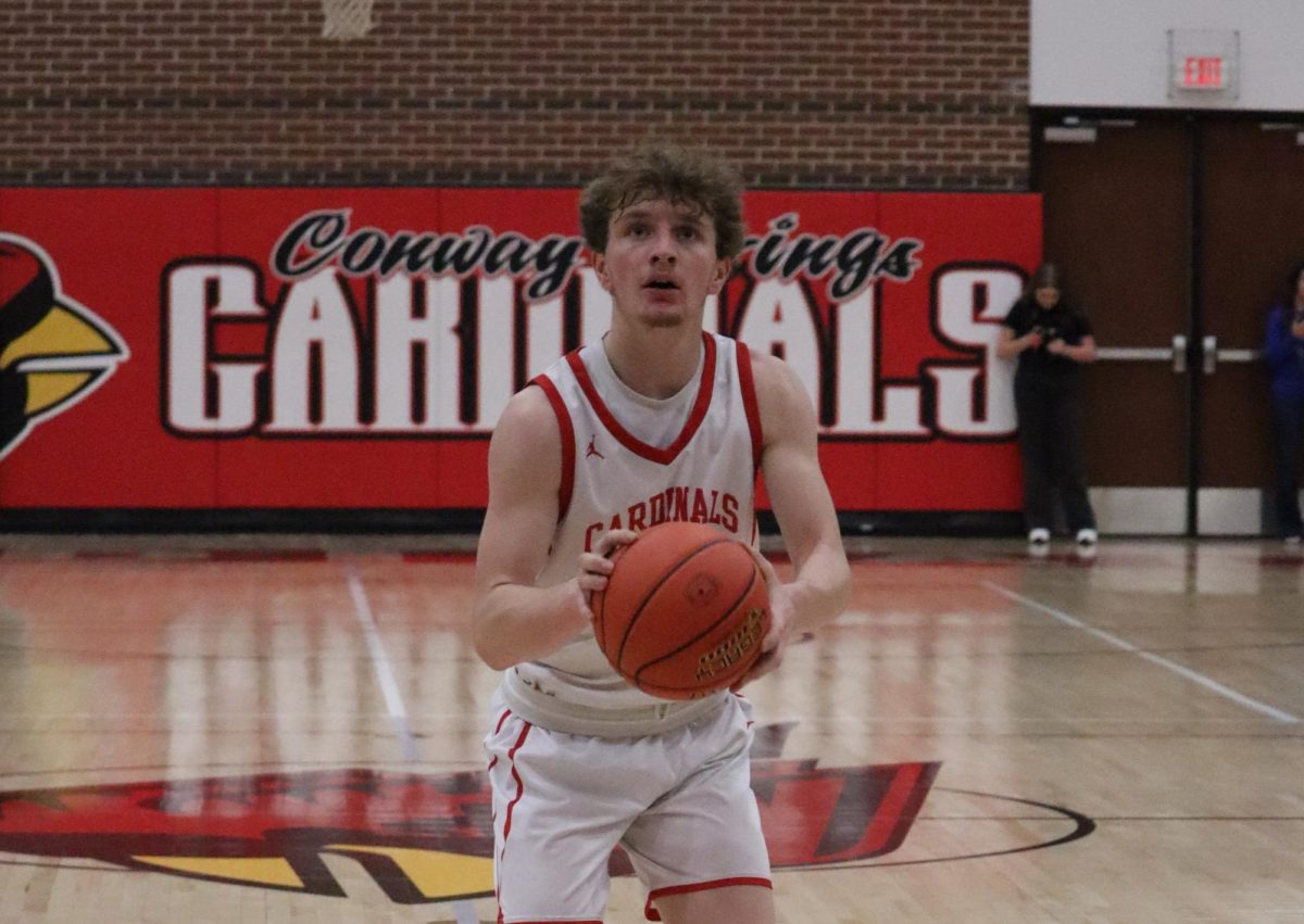 Senior Logan Osner prepares to shoot a free throw. Osner had six points in the game against Chaparral.